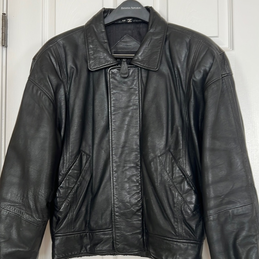 Leather bomber jacket